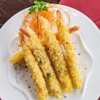 Shrimp Tempura App · 5 pc shrimp tempura with eel sauce seasoning.
