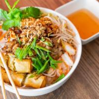 Vermicelli Rice Noodle Combo Bowl · Marinated grilled pork/shrimp or vegan option, spring roll, over a bed of vermicelli rice no...