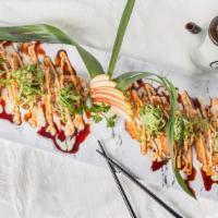 Milwaukee · Salmon, tuna, avocado, and cream cheese, topped with spicy tuna, lettuce, eel sauce, spicy m...