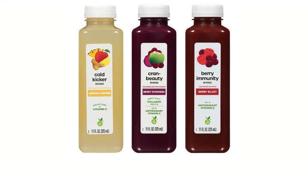 By Gf Juice Bundle · An assortment of 3 cold-pressed By GF Juices