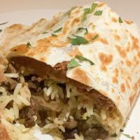 Burrito Pollo · Chicken a flour tortilla wrap, served with lettuce,tomato,Mexican rice ,beans, sour cream an...