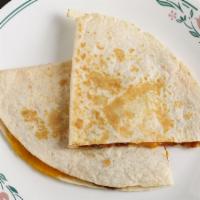 Breakfast Quesadilla · mozzarella cheese, scrambled egg, choice of sausage or ham or bacon, chipotle powder, and sa...