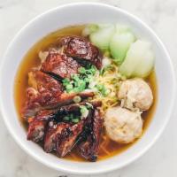 House Special Egg Noodle Soup - 本樓湯麵 · BBQ pork, roast duck, and shrimp, and pork wonton.