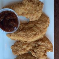 Chicken Tenders · Tender, breaded chicken strips served with ranch dressing.