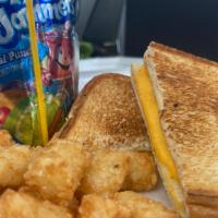 Kid’S Grilled Cheese Meal · Plain grilled cheese, tots, and a choice of drink