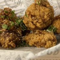 Popcorn Chicken · Popcorn chicken with choice of sauce: original (no sauce), soy garlic, sweet and spicy, hone...