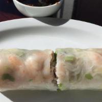 Spring Rolls (2) · (2) Fresh rice paper rolls with pork and shrimp served with peanut sauce