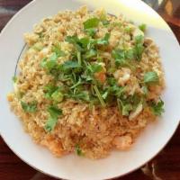 Vegetable Fried Rice · Stir fried rice with eggs, peas, and carrots