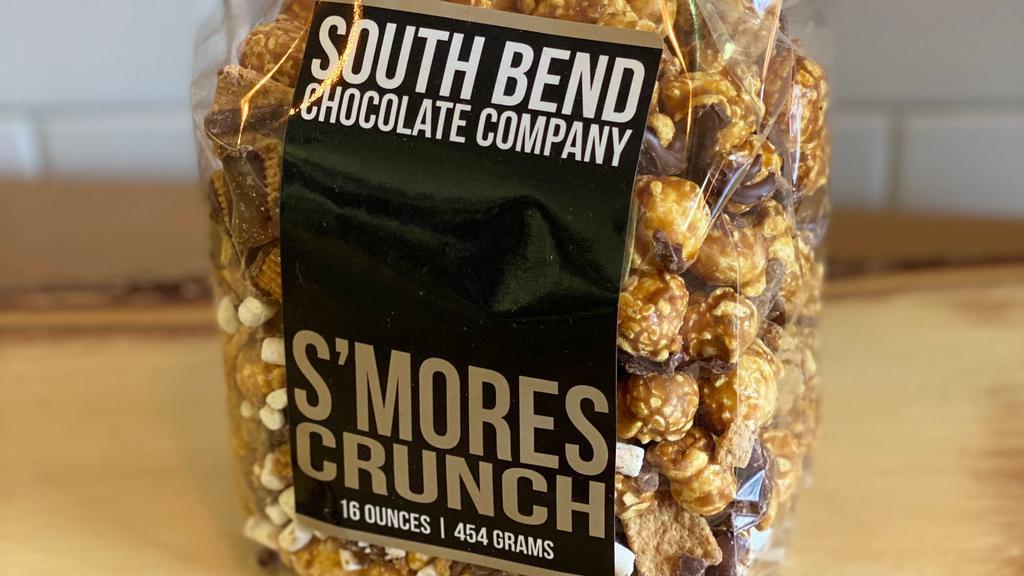 S’Mores Crunch  · A campfire treat all year long.  A mix of caramel corn, milk chocolate, marshmallows and graham crackers.
