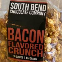 Bacon Flavored Crunch  · Savory bacon flavored caramel corn drizzled with milk chocolate.  You're welcome America.