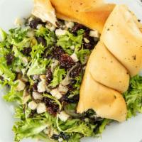 Traverse City Salad · Fresh greens, Traverse City dried cherries, toasted pine nuts and Gorgonzola cheese tossed w...