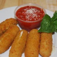 Mozzarella Sticks · Five breaded mozzarella cheese sticks served with your choice of a side of marinara sauce or...