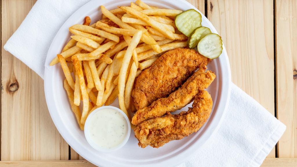 Strip Meal · Our Crispy hand battered jumbo chicken tenders tossed in the sauce of your choice or sauce on the side. Comes with fries and a soft drink.