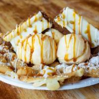 The Carrot Cake · HOT AND CRISPY BUBBLE WAFFLE WITH VANILLA ICE CREAM, SLICE OF CARROT CAKE WITH CREAM CHEESE ...