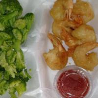 10Piece Grilled Or Fried Shrimp With Choice Of Side · served with  hushpuppies choice of side.
