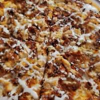 Small Thin Chicken Bacon Ranch · NO Red Sauce. Herbed Garlic Butter, Chicken, Applewood Bacon, Mozzarella Cheese & Drizzled W...