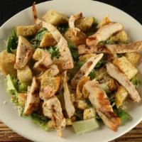 Chicken Caesar Salad · Fresh cut romaine, grilled chicken breast, Parmesan, and croutons.