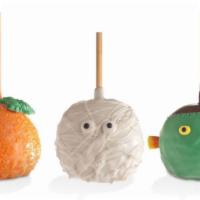 Halloween Caramel Apples · Our classic hand-made caramel apples dressed up for the spooky  
holiday.  Perfect for parti...