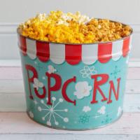2 Gallon Popcorn Tin · Take your pick of three popcorn flavors.