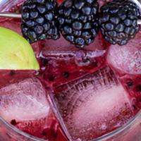 Berry Smash · Muddled berries, fresh lemon, agave, fresh mint, cucumber infused water.