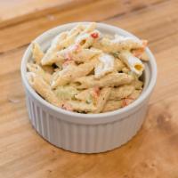 Macaroni Salad · Gluten-free. Gluten-free elbow pasta, our house mayonnaise, celery, red peppers, and onion.