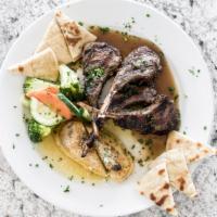 Grecian Lamb Chops · A generous portion of succulent pieces of lamb chops, grilled to your liking then served wit...