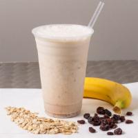 Oatmeal Raisin · Skim milk, half banana, oatmeal, raisins, vanilla protein. * 269-339 cal. 
 
*Protein 30g.