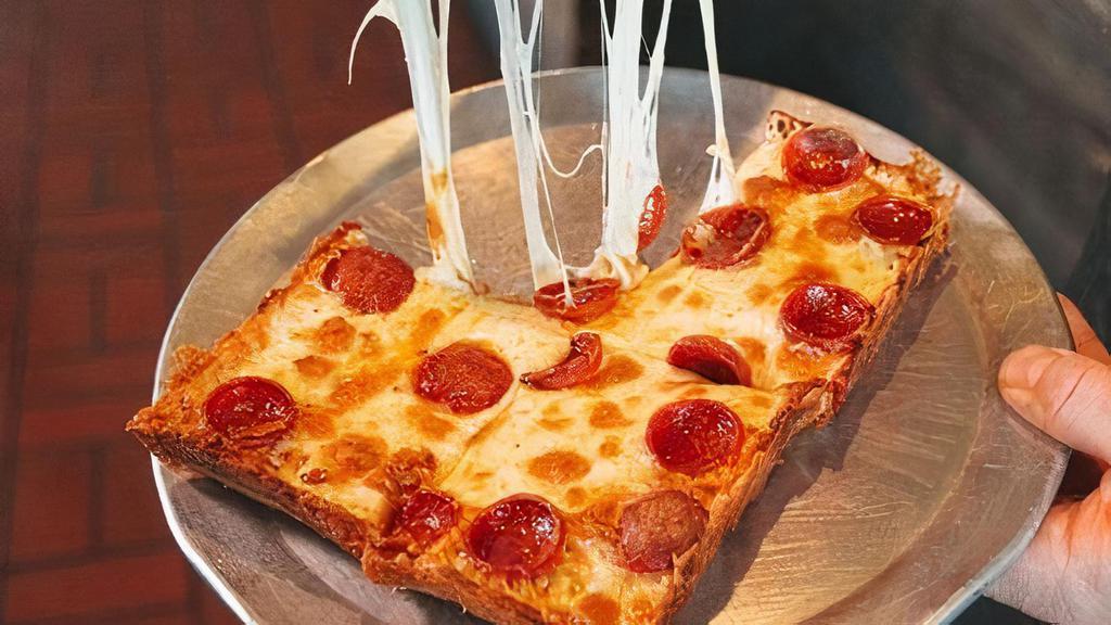 Detroit Byo (8X10) · Sauce & Cheese Included.  Additional Toppings Extra.  Additional Sauces Will Substitute Red Sauce Unless Indicated Otherwise. **No Half & Half For Detroits.