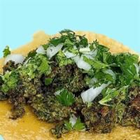 Chorizo Verde Tacos · Oaxaca style chorizo verde. Chorizo blended with parsley, cilantro, y roasted poblano. Finis...