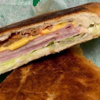  Club Hot Pressed · On french bread. Includes warm turkey, ham, smoked bacon, lettuce, tomato, yellow american c...