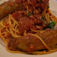 Spaghetti With Spicy Italian Sausage · Spicy italian sausage, tomato pomodoro sauce, spaghetti pasta, fresh garlic