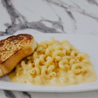 Kids' Mac And Cheese · cavatappi pasta, creamy cheese sauce, parmesan cheese.