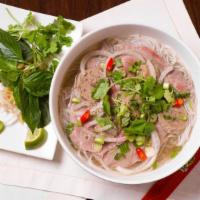 Pho · Rice noodle soup with meat of your choice. All soup topped with onion and cilantro