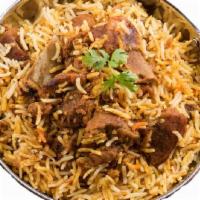 Lamb Biryani · Lamb cooked with aromatic spices and flavorful basmati rice.