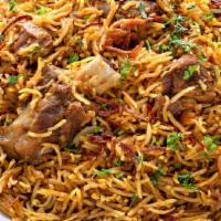 Beef Biryani · Finest basmati rice cooked with beef and a touch of curry sauce garnished with nuts and rais...