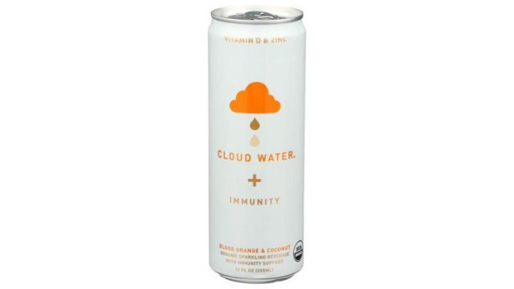 Cloud Water + Immunity Blood Orange & Coconut Sparkling Water (12 Oz) · Formulated with 100% of the Recommended Dietary Intake of Vitamin D3 and Zinc, Organic Cloud Water + Immunity sparkling water was created to provide daily immune support when you need it most.  Cloud Water + Immunity does NOT contain CBD.