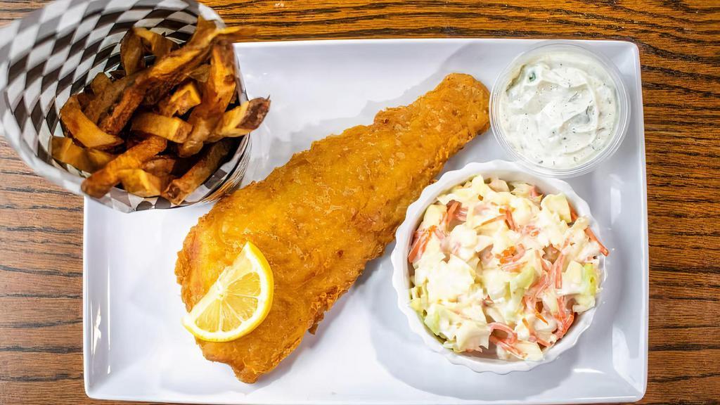 Firehouse Fish N' Chips · Icelandic cod served with straight cut fries, coleslaw and our signature house-made tartar sauce.