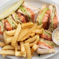 Turkey Bacon Club · Served with our homemade soup and french fries.

These items are cooked to order. Consuming ...