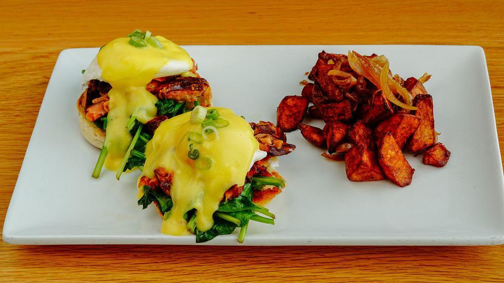 Smoked Salmon · Sautéed spinach, poached egg, English muffin, and hollandaise.