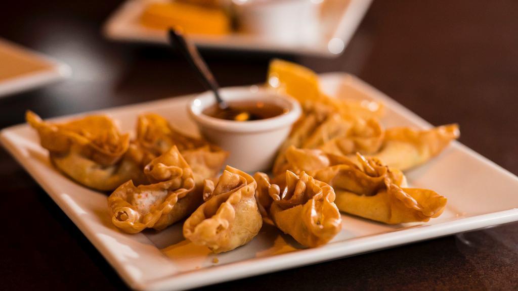 Thung Tong · Crispy fried wontons stuffed with cream cheese, crab, and green onions