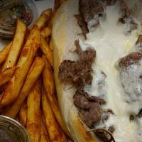 Chicago Beef · Marinated roast beef topped with mozzarella cheese and a side of giardiniera peppers, served...
