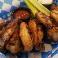 Specialty Wings · Smoked, Thai Peanut, or Salted Caramel. Served with your choice of ranch or blue cheese.