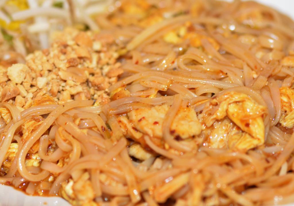 Pad Thai · Stir-fried rice noodles, egg, bean sprout.