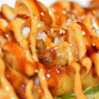 Viva · Spicy shrimp tempura on top of vegas roll.