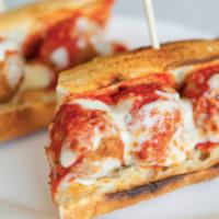 Meatball Sandwich · Served Hot | Housemade meatballs topped with mozzarella and Sugo Betti.