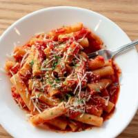 Pasta Sugo Betti · V | Your choice of pasta with our signature long-simmered tomato sauce and Grana Padano.
*re...