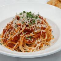 Pasta Pomodoro · V | Your choice of pasta with our fresh tomato-basil sauce and Grana Padano cheese.
*request...
