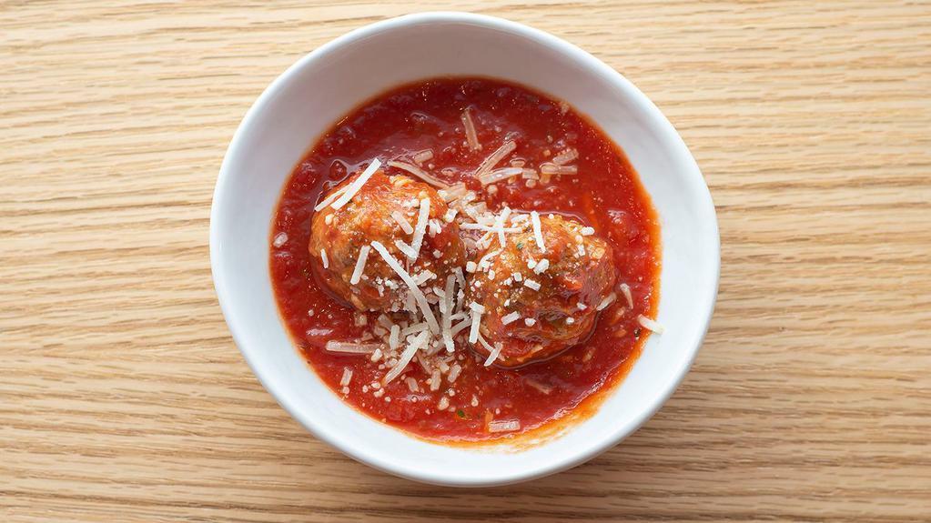 Kid'S Meatballs · Two meatballs in Sugo Betti sauce topped with Grana Padano cheese.
*meatballs contain dairy, gluten, and pork.