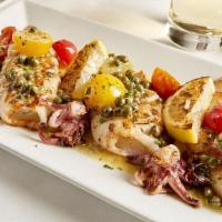 Grilled Calamari · Capers, Tomatoes, Lemon, Olive Oil
