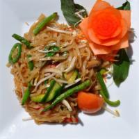 Thai Spicy Noodle · Spicy. Hot & Spicy. 
Thai noodles stir-fried with mixed vegetables in spicy Thai sauce